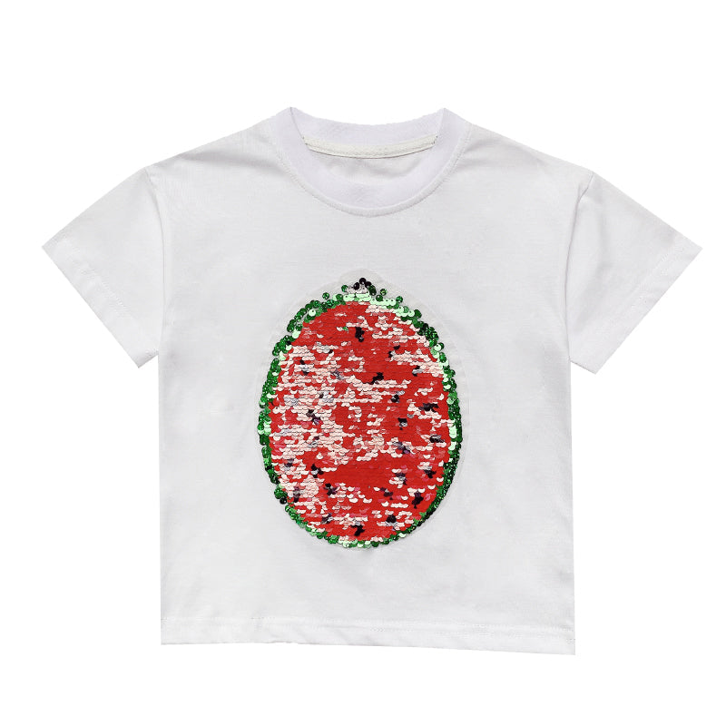 2022 New Watermelon Changing Sequins T-shirt For Summer