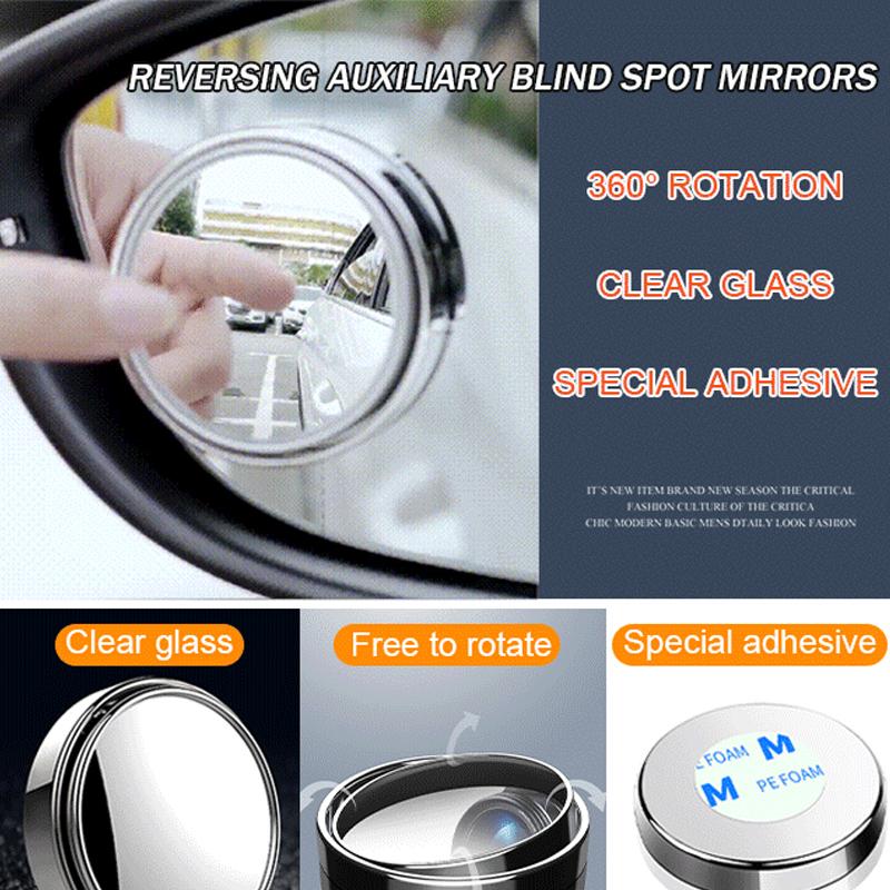 360° Rotation Car Reversing Small Round Mirrors (2pcs)
