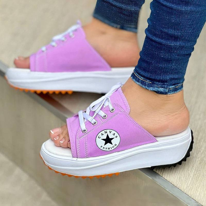 Fish Mouth Canvas Breathable Casual Women's Shoes