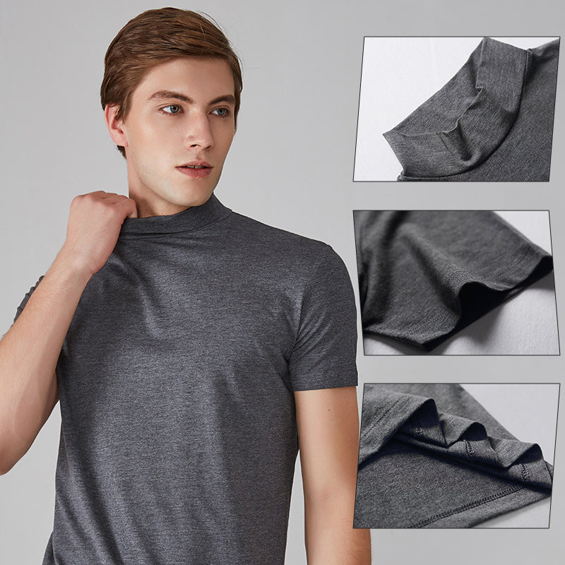 Men's Slim Fit T-shirt with a Stand-up Collar