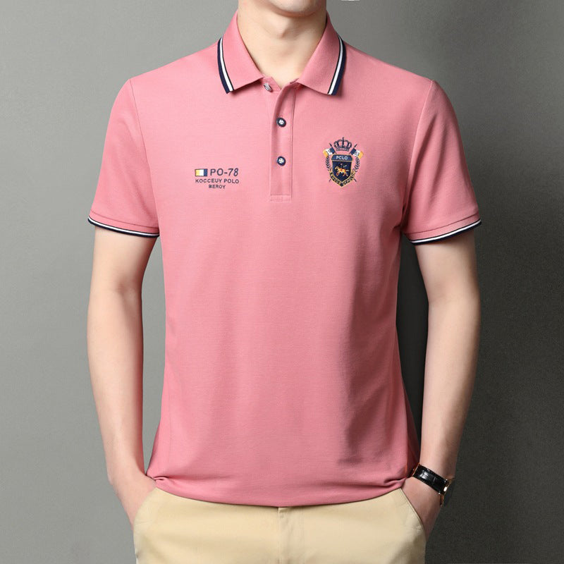 Men's Solid Color Business Lapel Polo Shirt