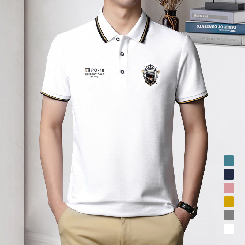 Men's Solid Color Business Lapel Polo Shirt