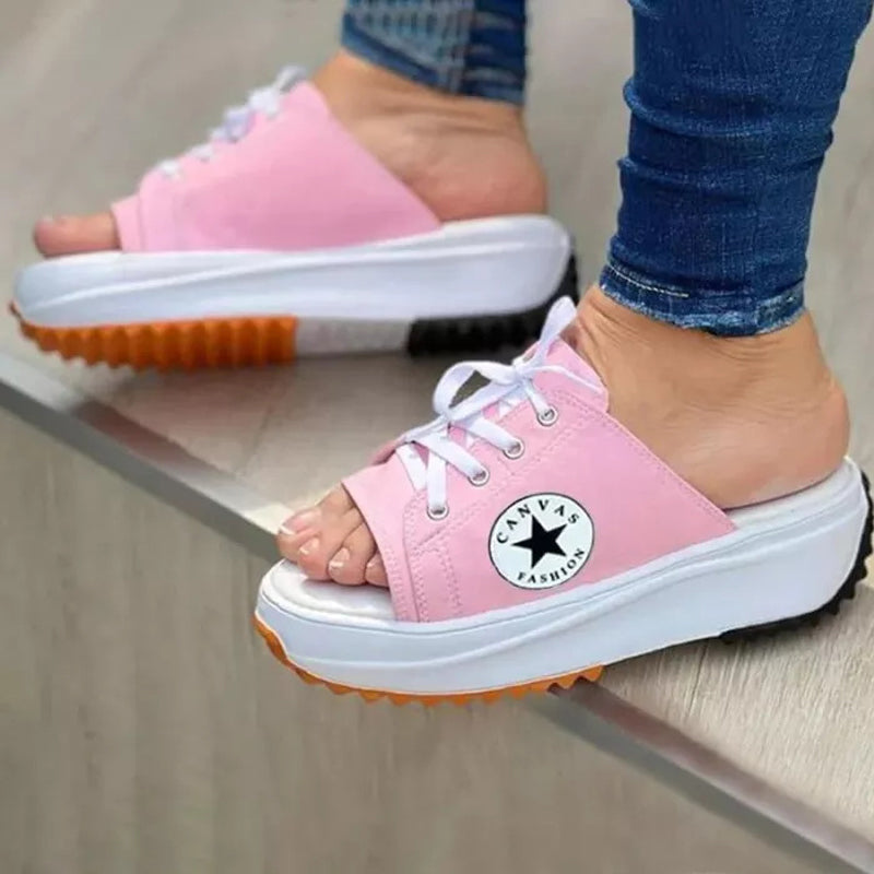 Fish Mouth Canvas Breathable Casual Women's Shoes