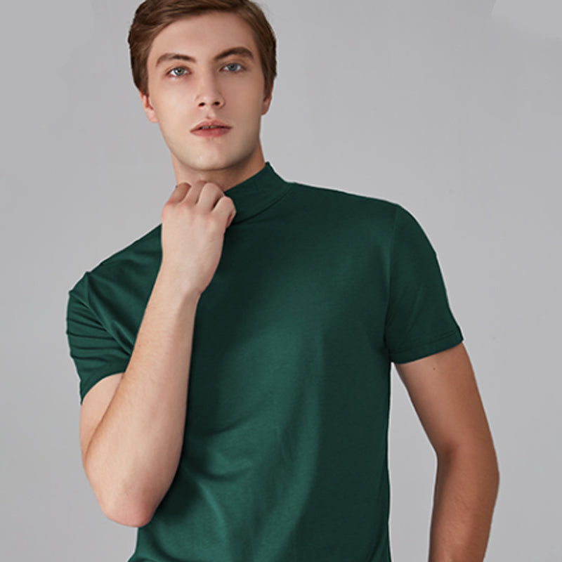 Men's Slim Fit T-shirt with a Stand-up Collar